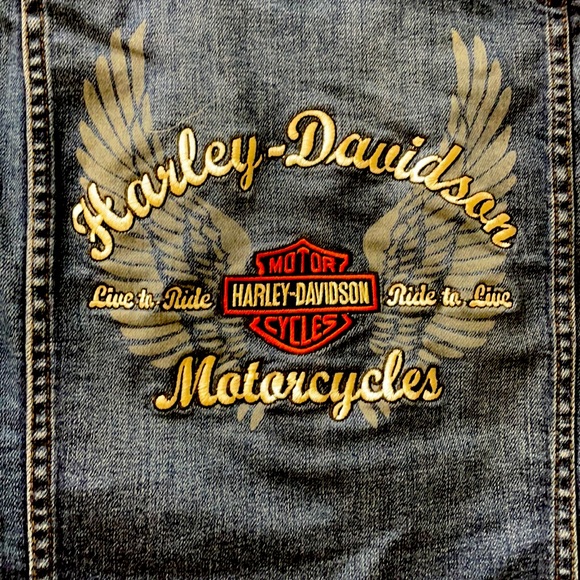 HARLEY DAVIDSON EMBROIDERED DENIM VEST - Picture 3 of 7